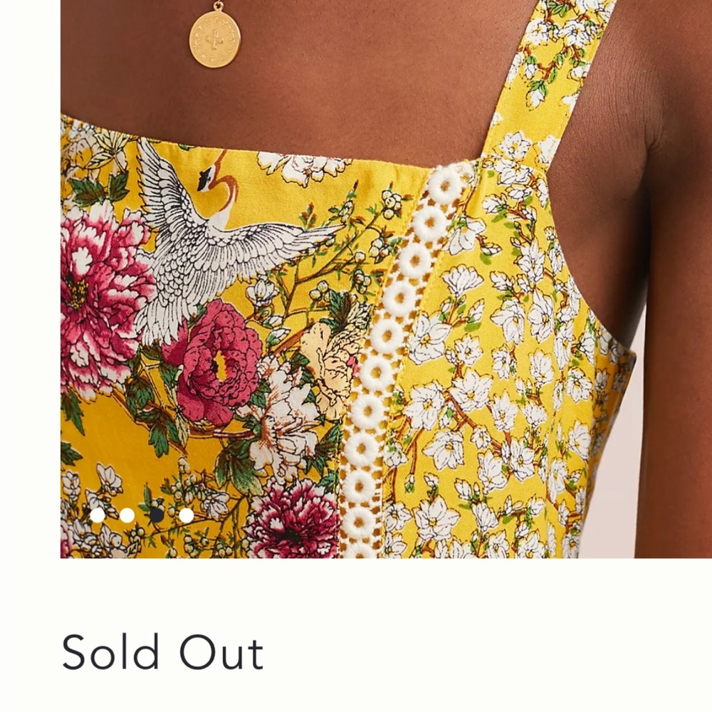 Anthropologie maxi dress Farm Rio size L yellow floral Cantonal maxi sold out - Picture 3 of 16